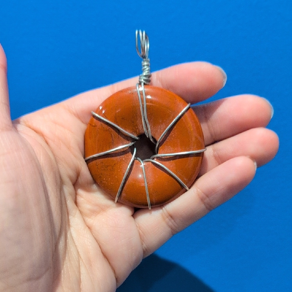 Wire Wrapped Orange Pendant